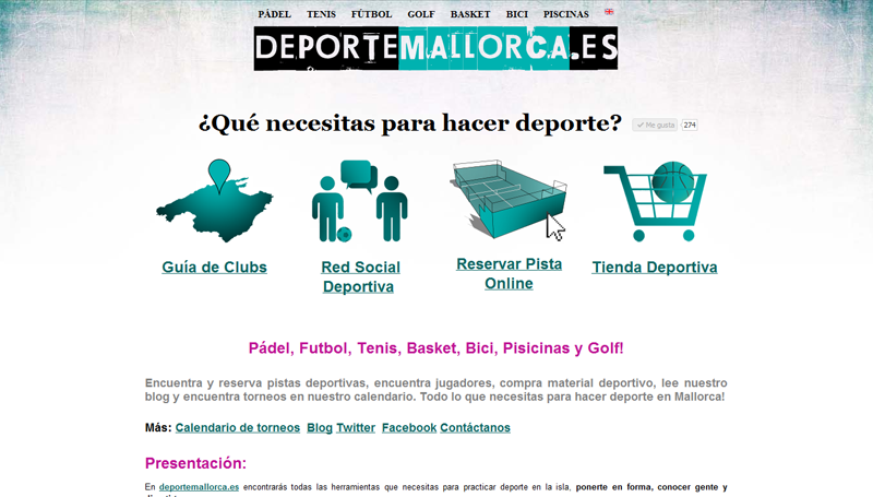Red social deportiva, reserva de pistas online, padel, golf, futbol, tenis, piscinas municipales y bicicleta